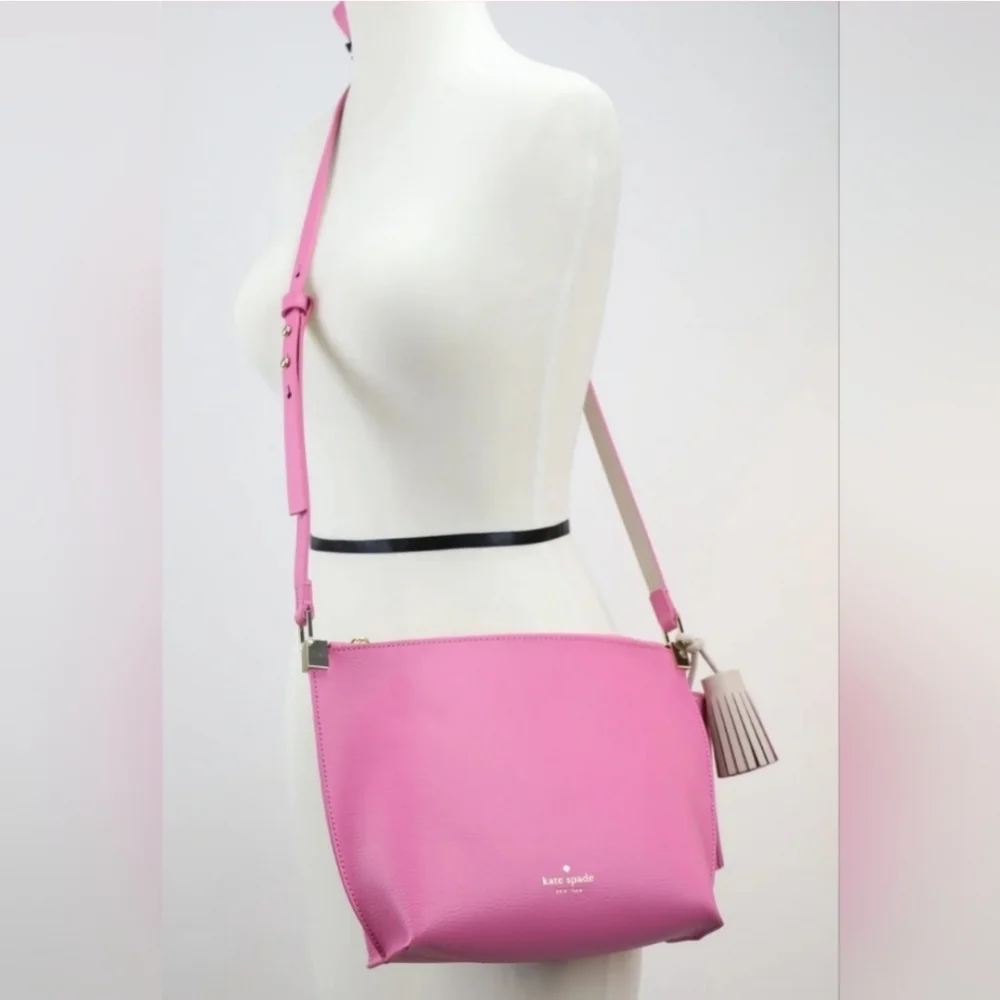 Kate Spade Foster Court Pepper Crossbody Bag Purse Hot Pink Tassels NWOT - Picture 2 of 10